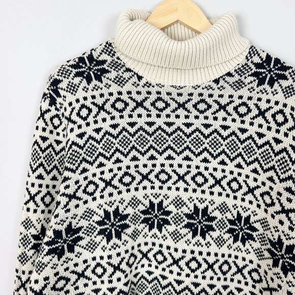 H&M Fair Isle Nordic Turtleneck Sweater Scandi Chunky Size XL Women's - Picture 1 of 4